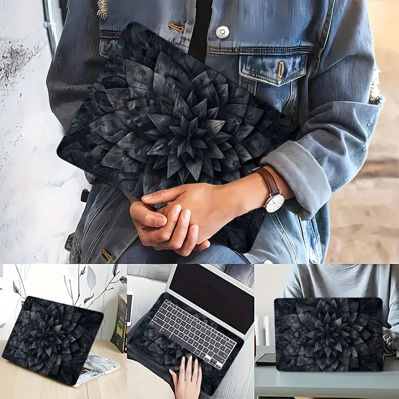 

2-Pack Black Stone Flower Geometric Pattern Laptop Stickers - Durable PVC stickers for laptops, cars, refrigerators,