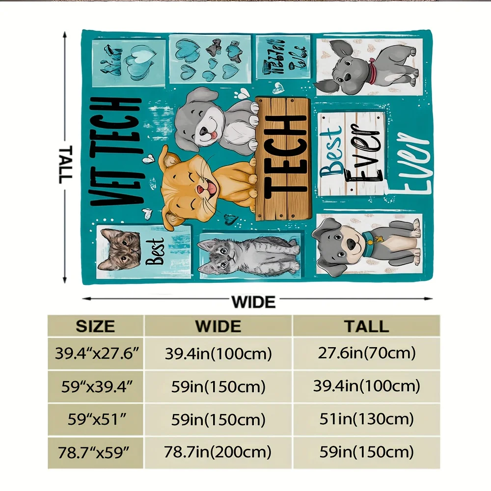Vet Tech Blanket Throw Gift for Veterinary Technician Student Pet Lover Nurse Animal Vet Gift Funny Cozy Decor
