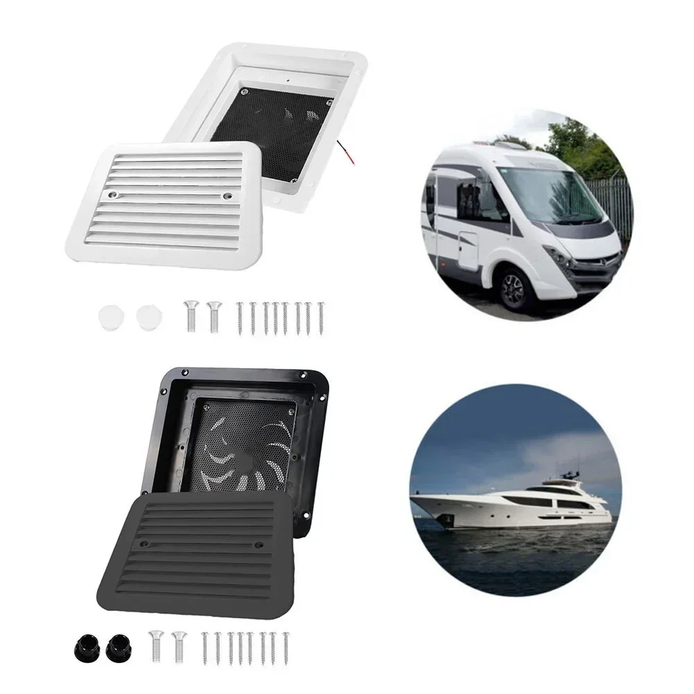 ใหม่ล่าสุดพัดลมระบายไอเสียด้านข้าง RV 12V 175*155มม. สีดำติดตั้งง่ายการระบายอากาศที่มีประสิทธิภาพ