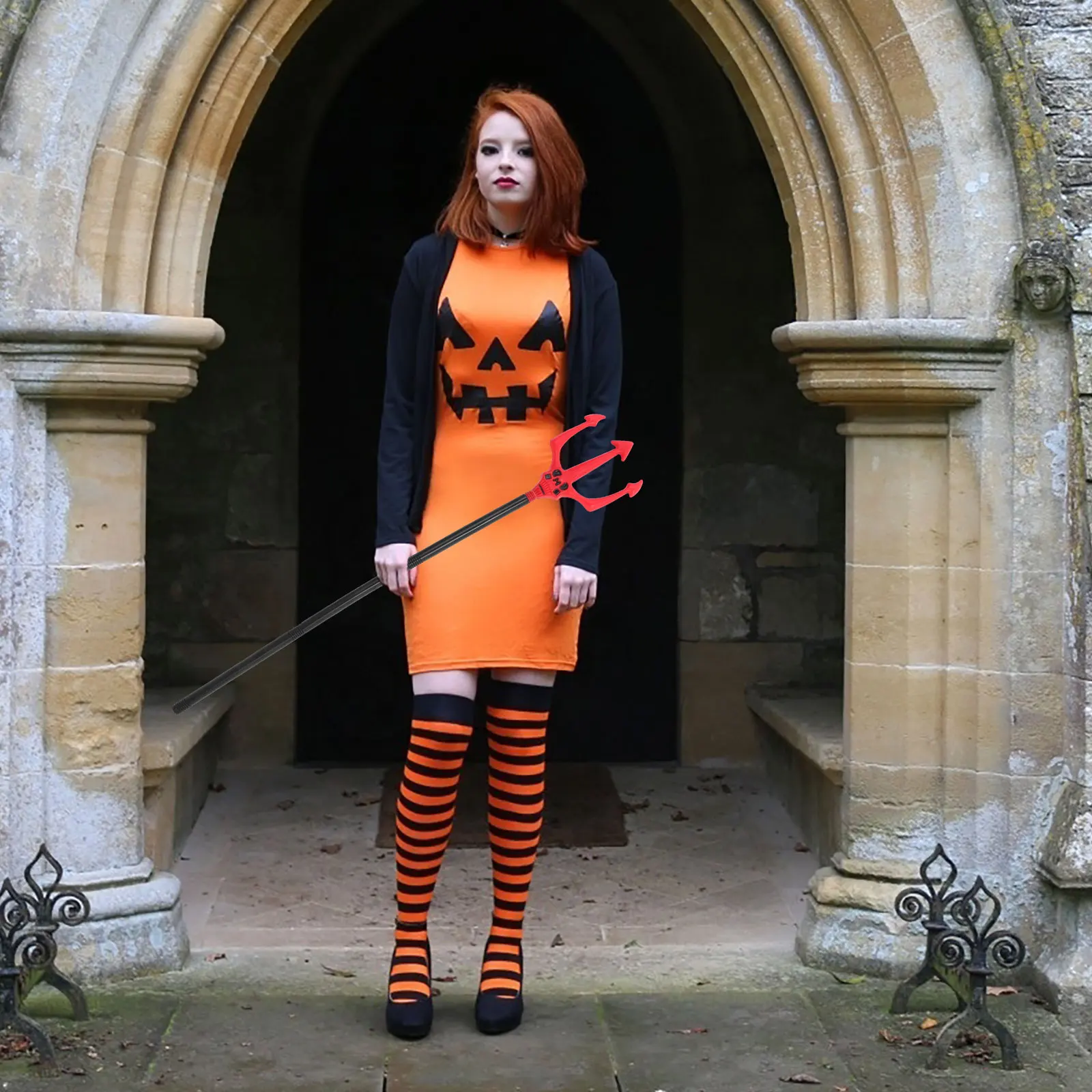 

Plastic Halloween Pitch Fork Decor Strong Stability Wear Resistant Longtime Use Comfortable Touch Easy Hold Festival Party