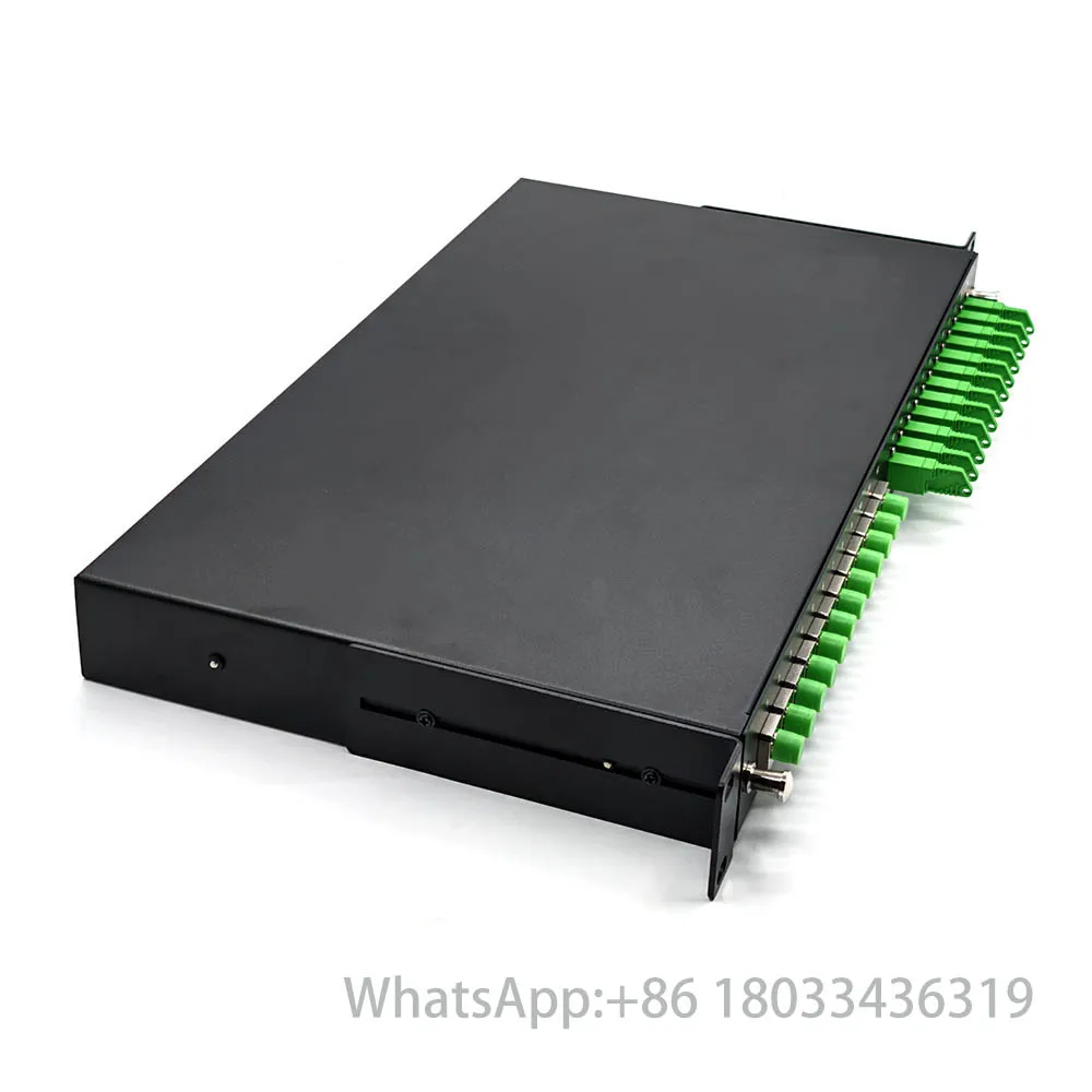 FOCC 1U Patch Panel 24-Port Fiber Optic Distribution Box with 12x FC/APC Pigtails And Couplers + 12x E2000/APC Pigtails Couplers