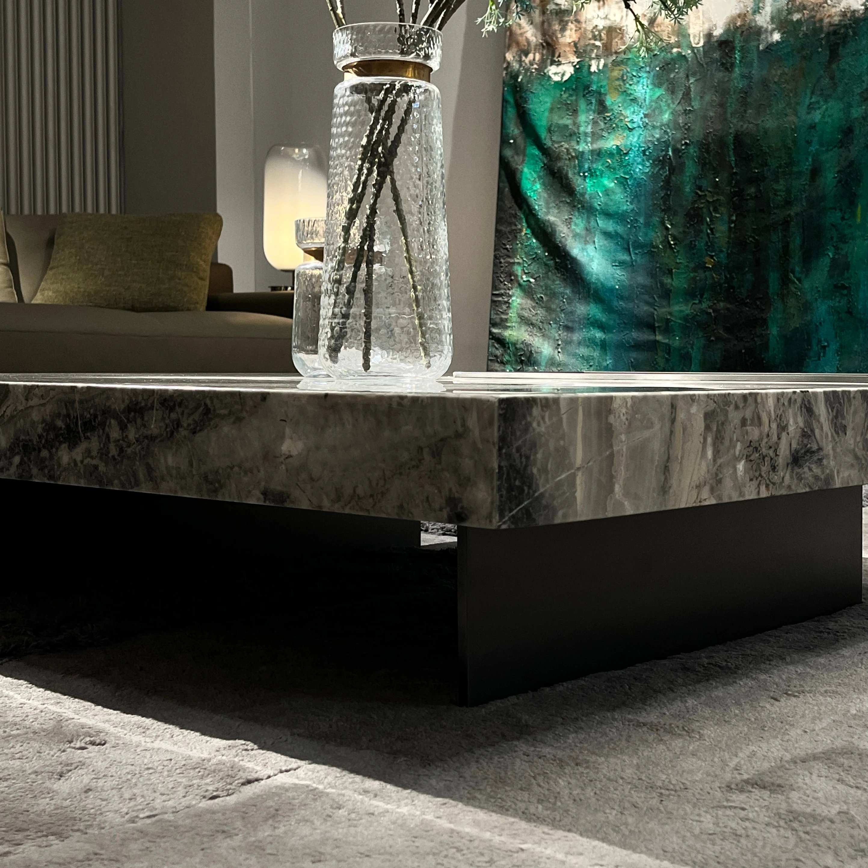 PFZION HOME Modern Nature Marble 2-Piece Coffee Table Set for Living Room Center Table Furniture