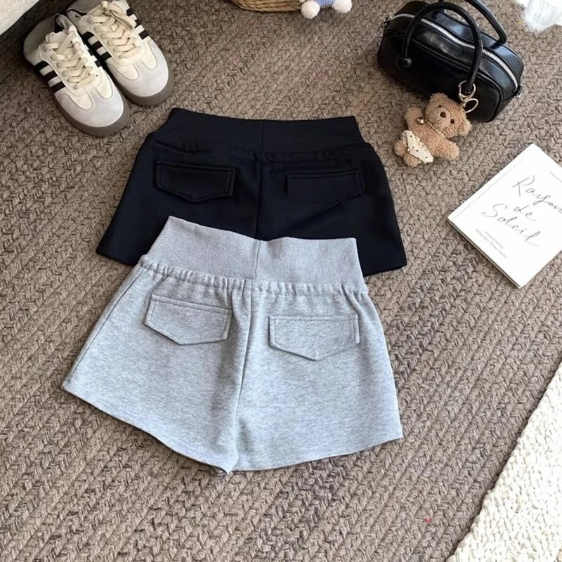 Korean Style Women Mid Waist Shorts Solid Color Mini Summer Casual Cotton Slim Fit Y2K Streetwear Women Shorts Black Shorts