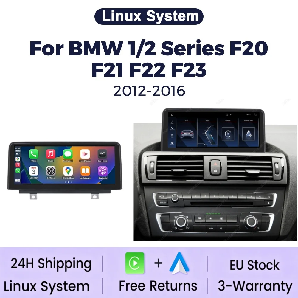 10.25 Inch 1920*720 QLED Linux Screen Wireless CarPlay Android Auto Car Radio For BMW 1 2 3 4 Series F20 F21 F22 F30 F31 F32 F33 2012–2016 NBT Systems Car Radio Stereo Multimedia Player With BT GPS