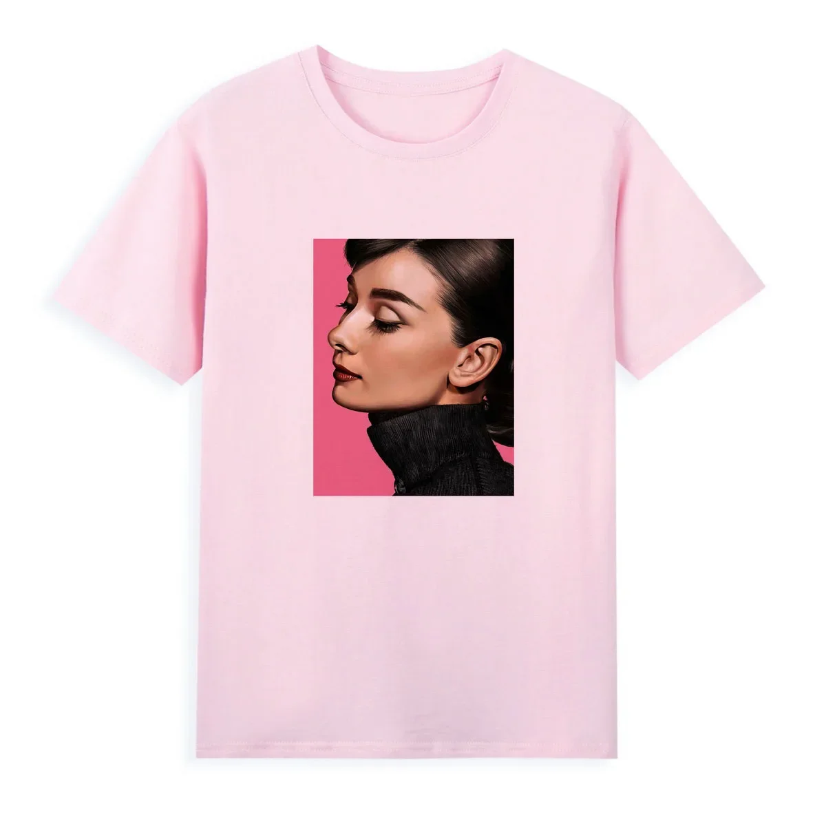 Oil Painting Series Audrey Hepburn Printed T-shirt American Beauty Super Fashion Summer Short Sleeve Women's Versatile