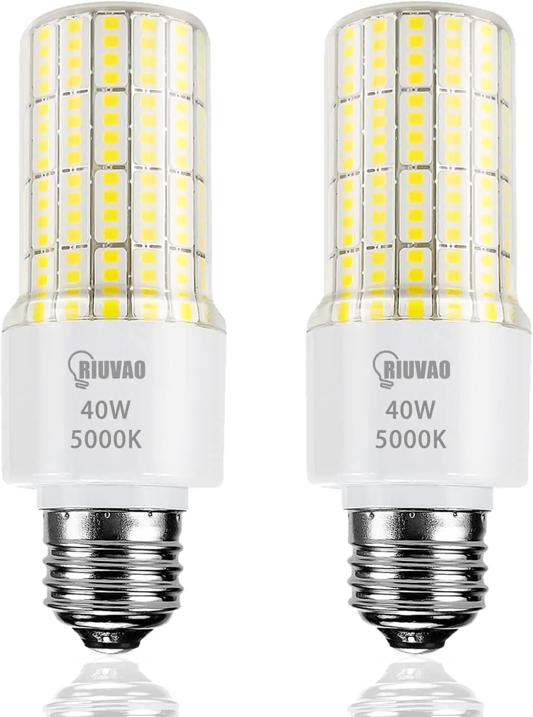 

300W Equivalent LED Corn Bulbs, 5000Lm, 5000K Cool Daylight, E26/E27 Base, 2-Pack