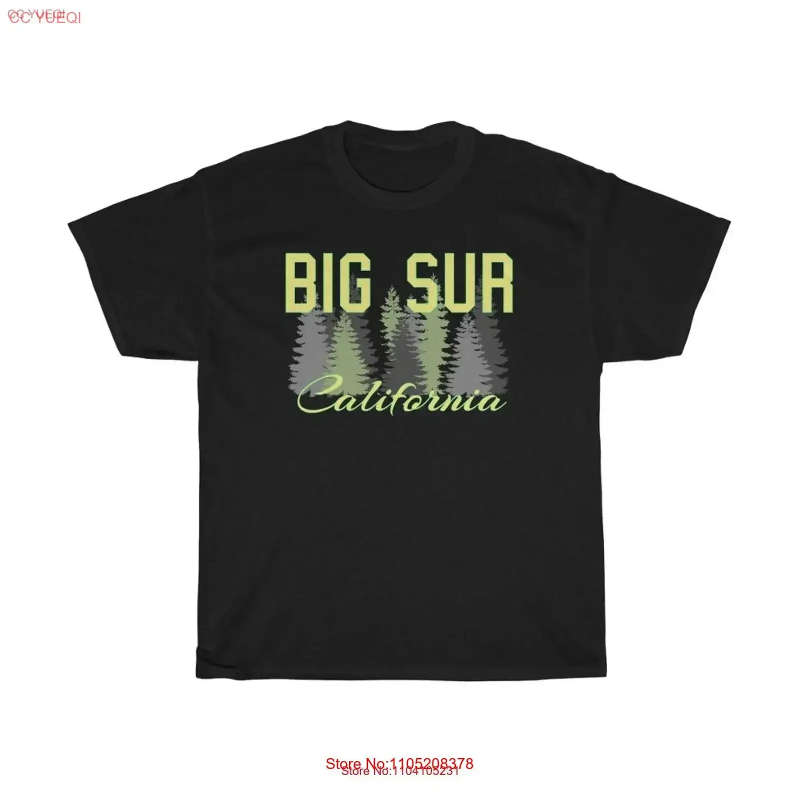 Big Sur California Pine Trees Forest Camping Souvenir Kerouac Jack Heavy Cotton T Shirt vintage Washed Stylish streetwear