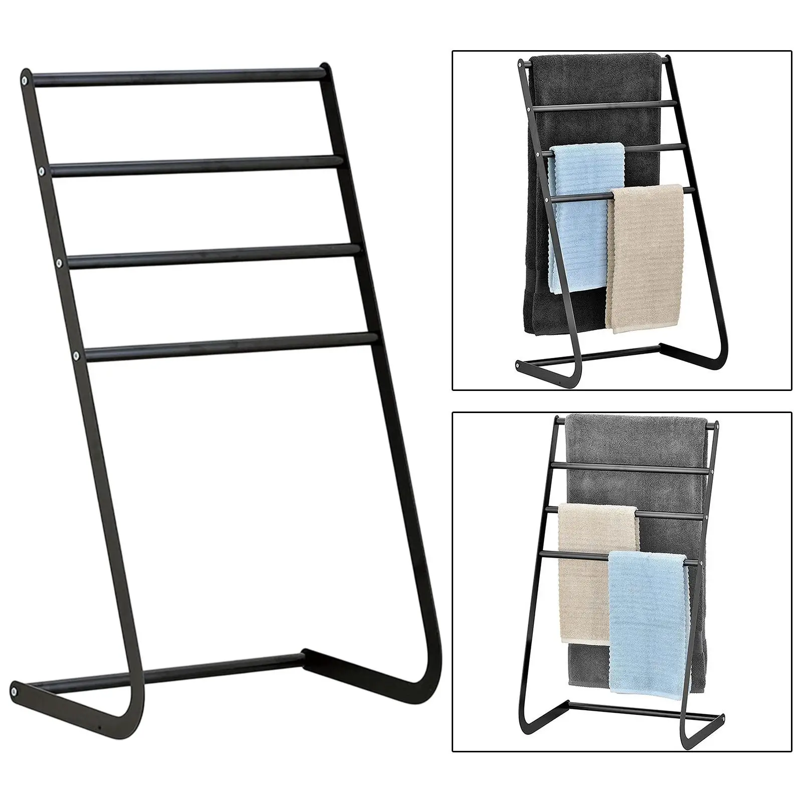 

Standing Towel Rack 4 Tier Sturdy 32.2" Tall Stable for Oversized Bath Towels Hot Tub Accessory Towel Rail Blanket Ladder Holder