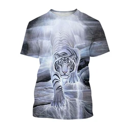 Summer Fashion Personality Tiger graphic t shirts Men Casual Sports Trend Handsome Short Sleeve 3D Printing Round Neck Tees Tops