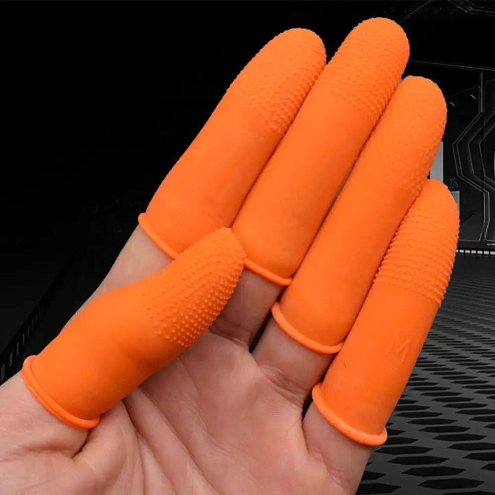 

100pcs Wear Resistant Rubber Finger Cover Anti-Static Soft Latex Finger Cots Disposable Orange Fingertips Protector For Home