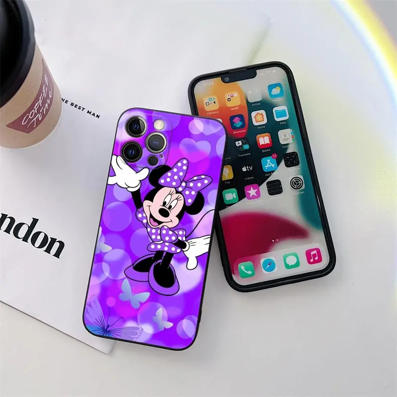 Minnie Mouse Cartoon Phone Case for iPhone 11 15 Pro Max Case Coque 14 Plus 13 Pro 12 11 X S XR 7 8 SE 2020 15Pro TPU Soft Cover