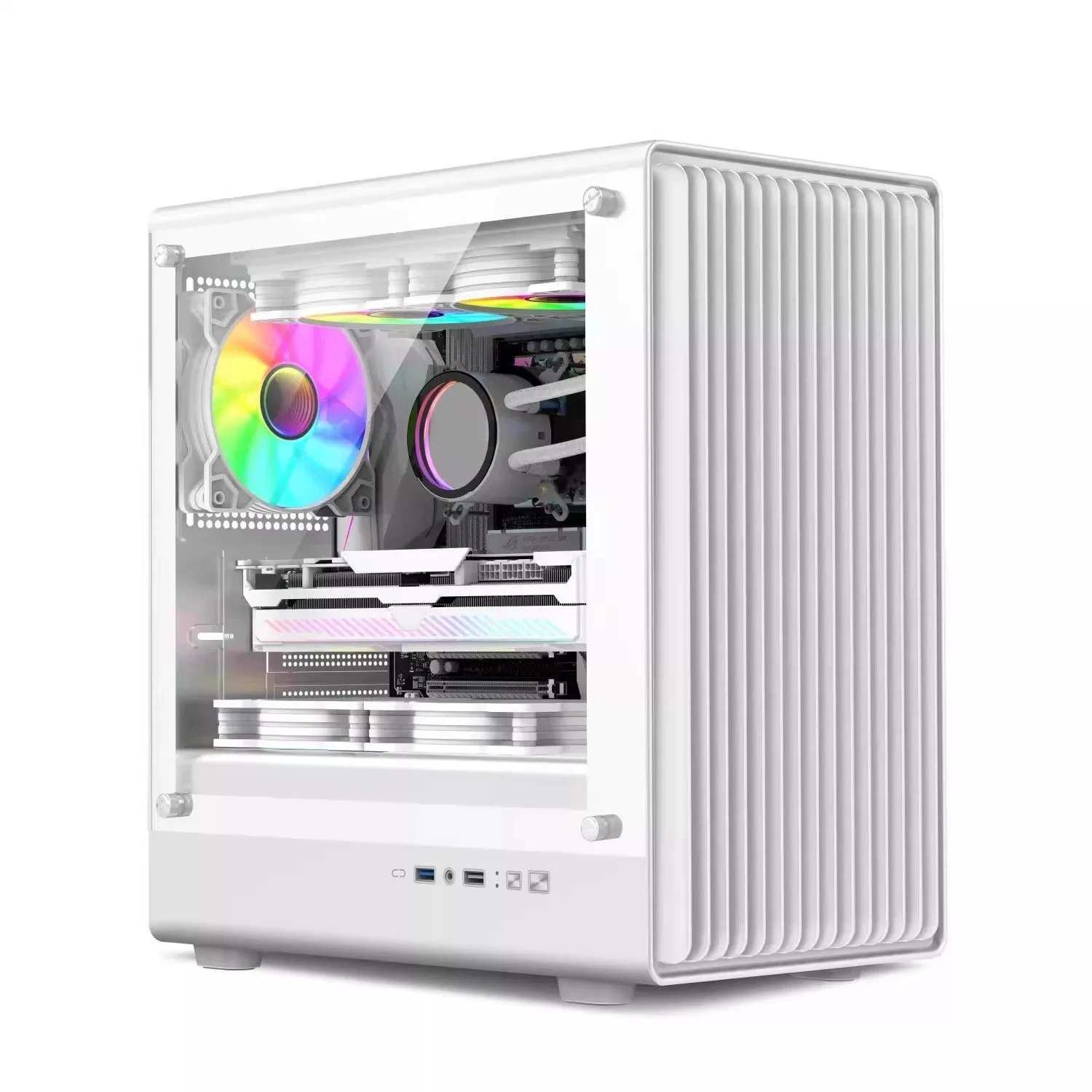 V1 MATX Computer Chassis Desktop PC Case Compatible with 240mm Water Cooling System and 50 Series Long GPU DIY Host Case