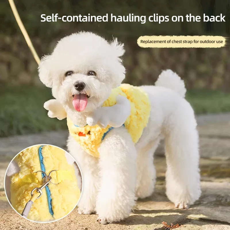HOOPET Warm Dog Carrier Suit, Cat Vest, Cute Punch Duck Cat Dog Chest and Back Suit, Small and Medium Pet Products, Pet Clothing