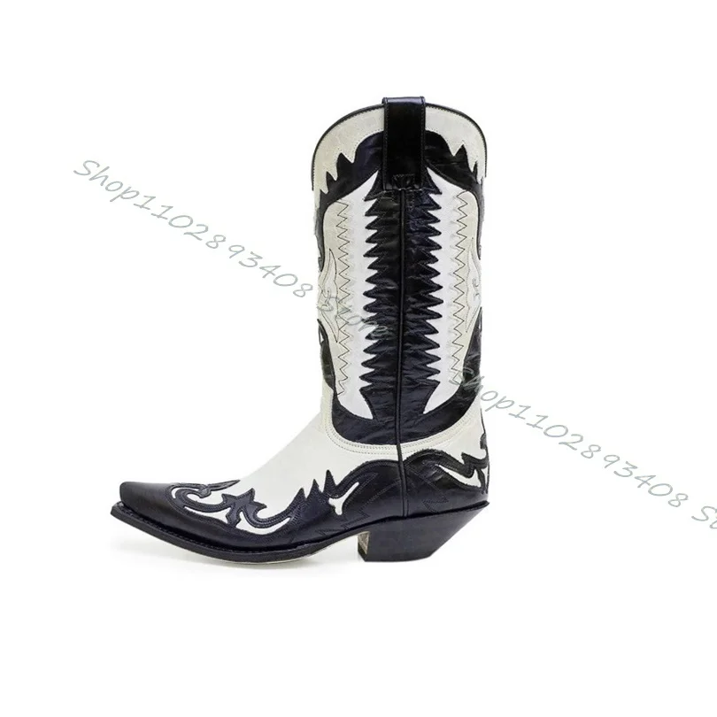 

Totem Stitching Knight Boots Pointed Toe Mixed Color Western Cowboy Shoes Women Spring Big Size Shoes 2023 Zapatos Para Mujere