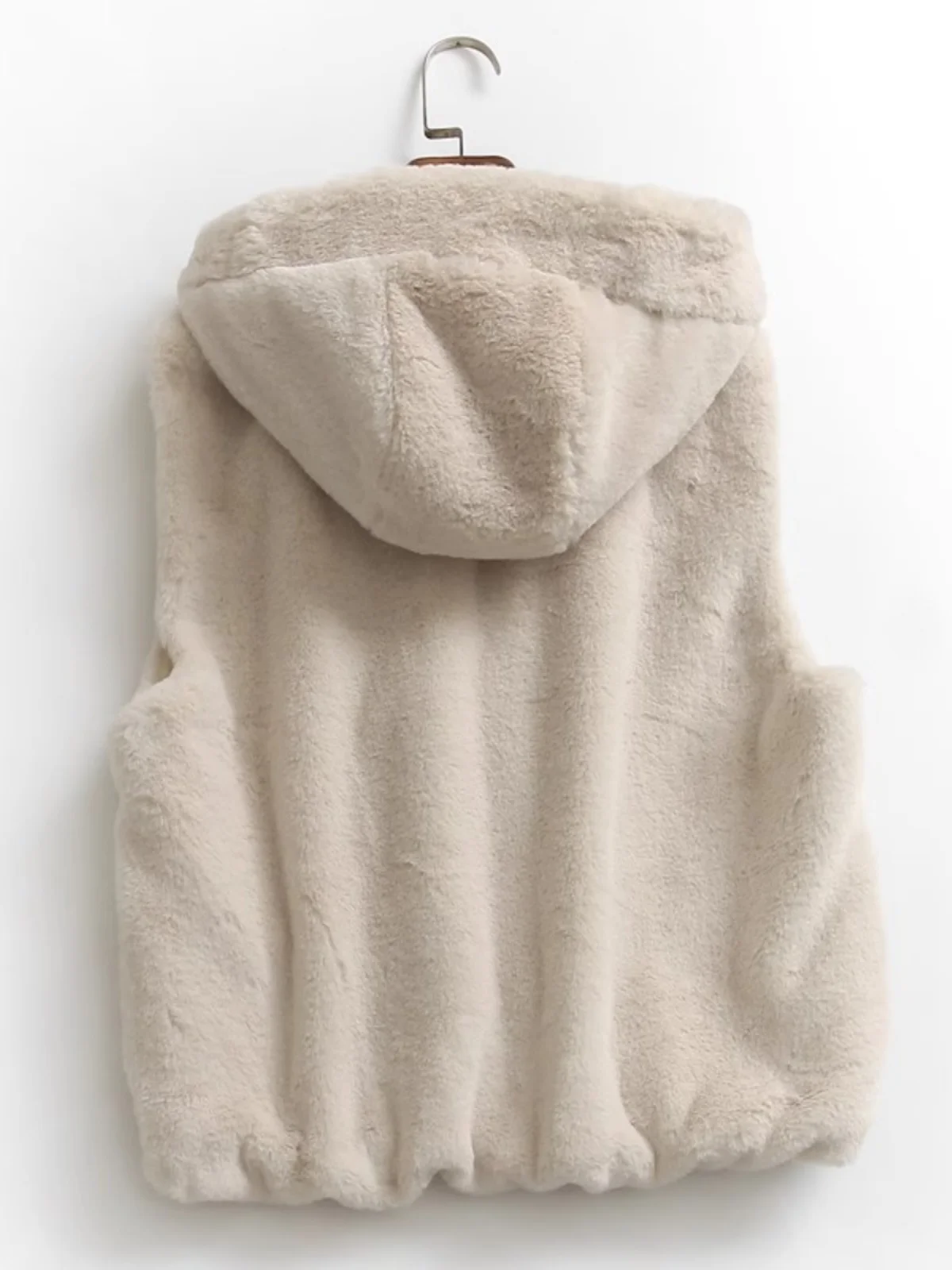 سترة نسائية فضفاضة جديدة للخريف والشتاء بسحاب وغطاء للرأس، مبطنة بالفرو، مضادة للشيخوخة، بدون أكمام، بلون واحد، متعددة الاستخ...