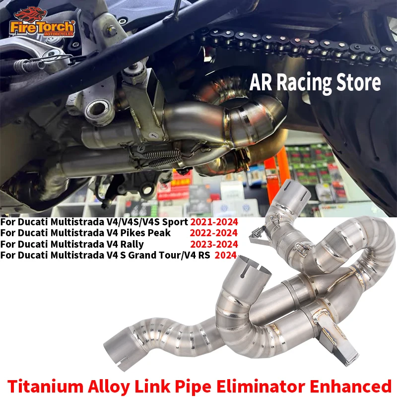 For Ducati Multistrada V4 RS V4S Sport Rally Pikes Peak Grand Tour 2021-2024 Motorcycle Exhaust Muffler Eliminator Enhanced