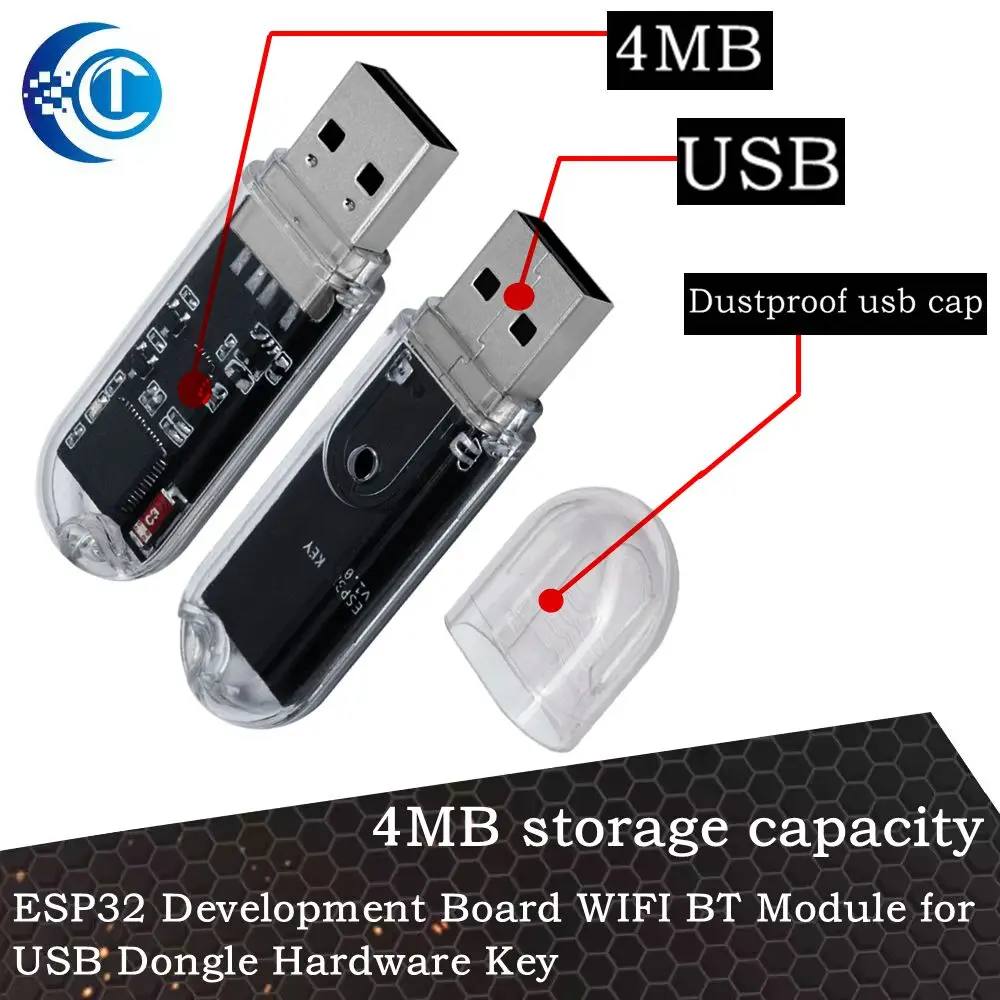 ESP32 Development Board with WIFI & BT Module-USB Dongle Hardware Key Function, 4MB Flash, CH343P,MINI USB Flash Disk Tools