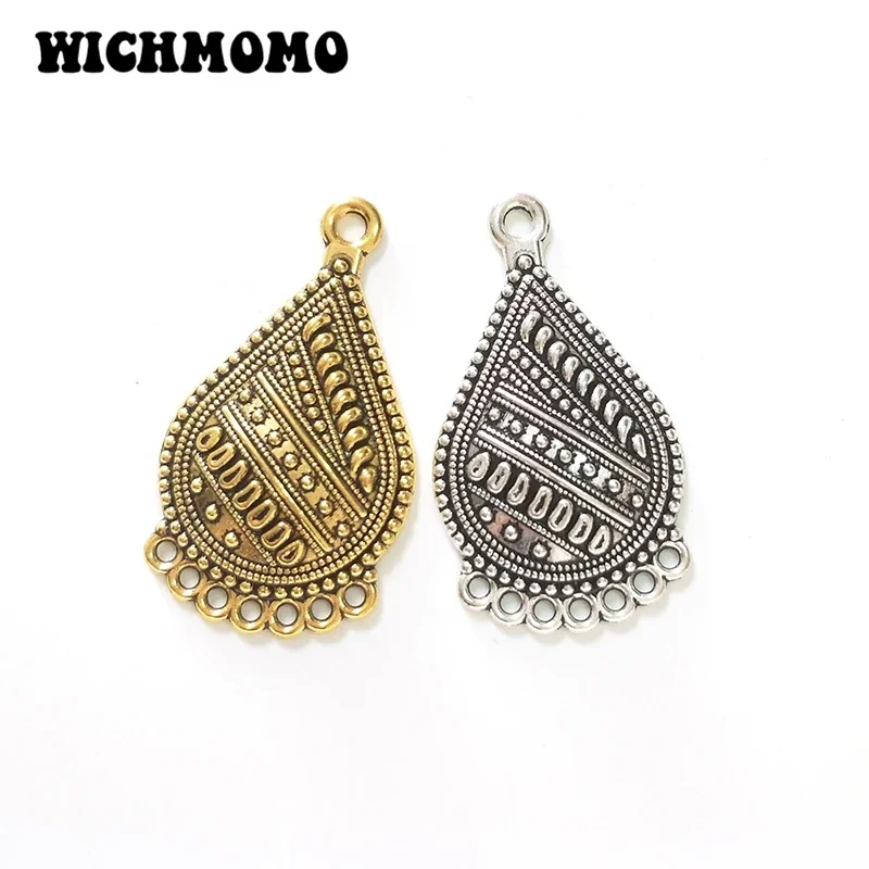 New 38mm 10pcs Water Droplets Connector Zinc Alloy  Earrings Porous Connector Charms Pendant for DIY Jewelry Accessories
