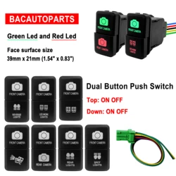 12V Green Red LED Dual Push Button Switch Cable Connector for Toyota 4Runner Hilux RAV4 Prado Land Cruiser FJ Cruiser Tacoma
