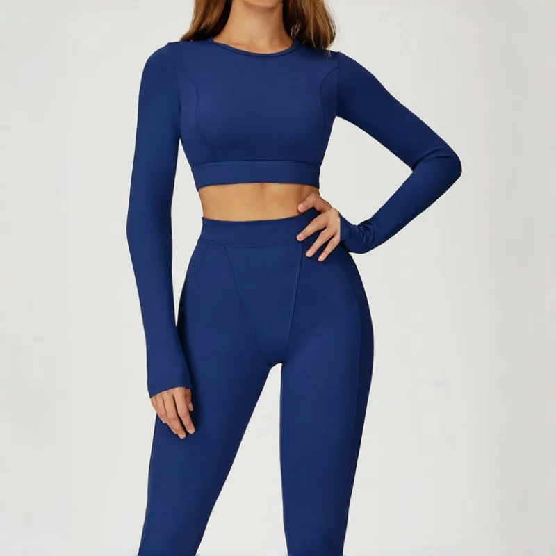 

Новый женский топ телесного цвета для йоги, облегающий амортизирующий топ с круглым вырезом, облегающий топ с длинными рукавами для занятий спортом на открытом воздухе, бегом и фитнесом