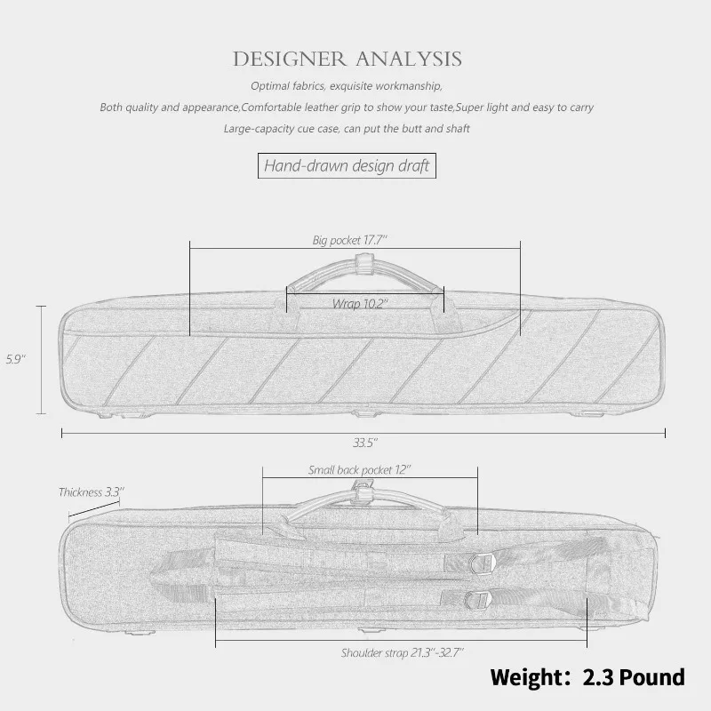 Pool Cue Case 3x4 Oxford Pool Stick Case Holds 3 Butts and 4 Shafts Billiard Sitck Large Capacity Carrying Cases