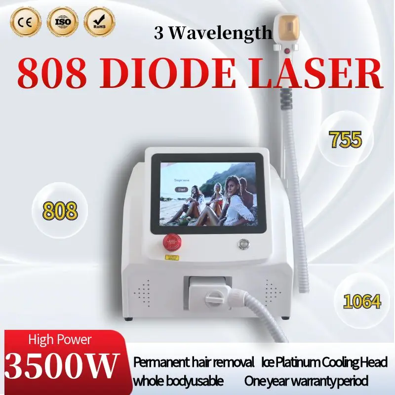 

Latest 808nm Diode Hair Removal Machine Ice Titanium 3 Wavelengths Painless Permanent Epilator Restore Silky Smooth Skin Salon