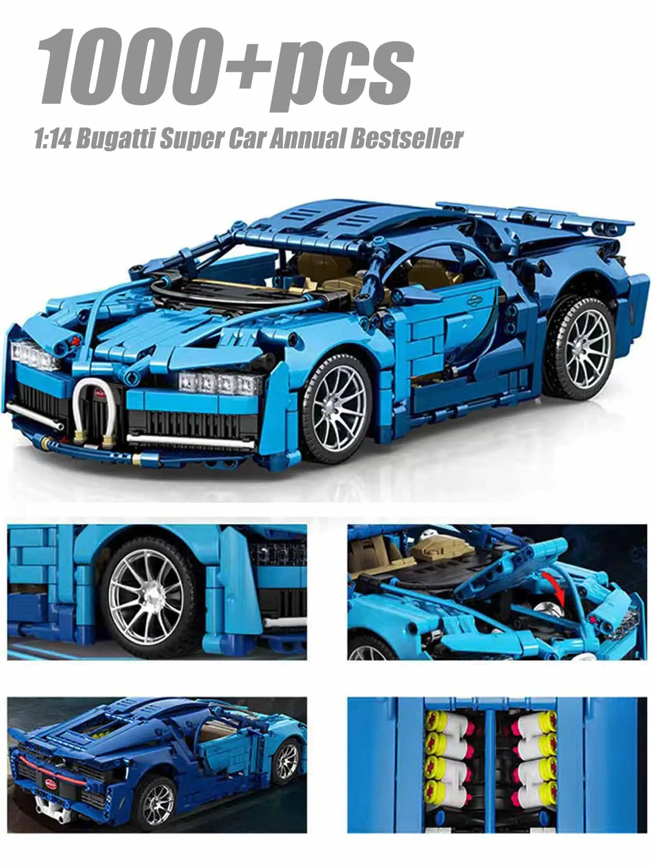 

Bilibili blue sports car 1000+pcsdiy assembly building blocks mechanical assembly model car toy ornaments