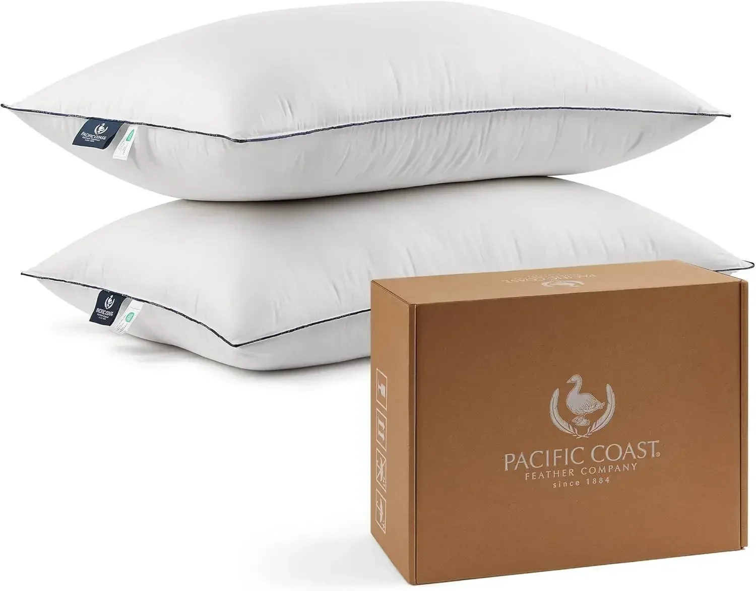 

Bed Pillows for Side and Back Sleepers, Feather and Down Hotel Pillows with 100% Cotton Shell, Medium Supportive, Downproof