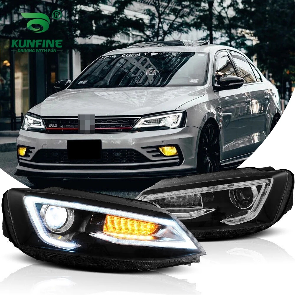 2PCs Car Styling Car Headlight Assembly For VW Jetta 2011-2014 Plug And Play LED Head Lamp Car Tuning Light Parts A Pair