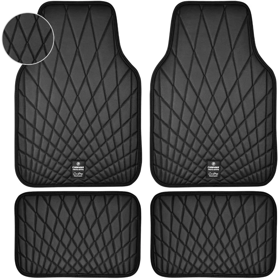 

Роскошные коврики из искусственной кожи для автомобилей: водонепроницаемая противоскользящая защита от атмосферных воздействий для внедорожников, фургонов, седанов и грузовиков, полный комплект