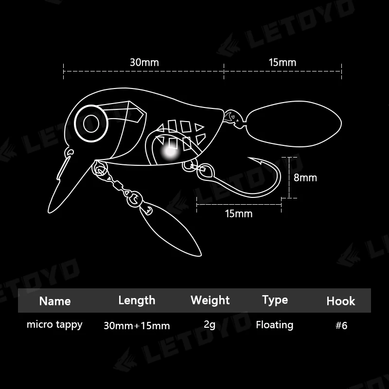 Letoyo Drijvende Micro Crankbaits 30Mm 2G Kunstmatig Oppervlak Wekker Wobblers Met Lepel Visaas Voor Forelbaars