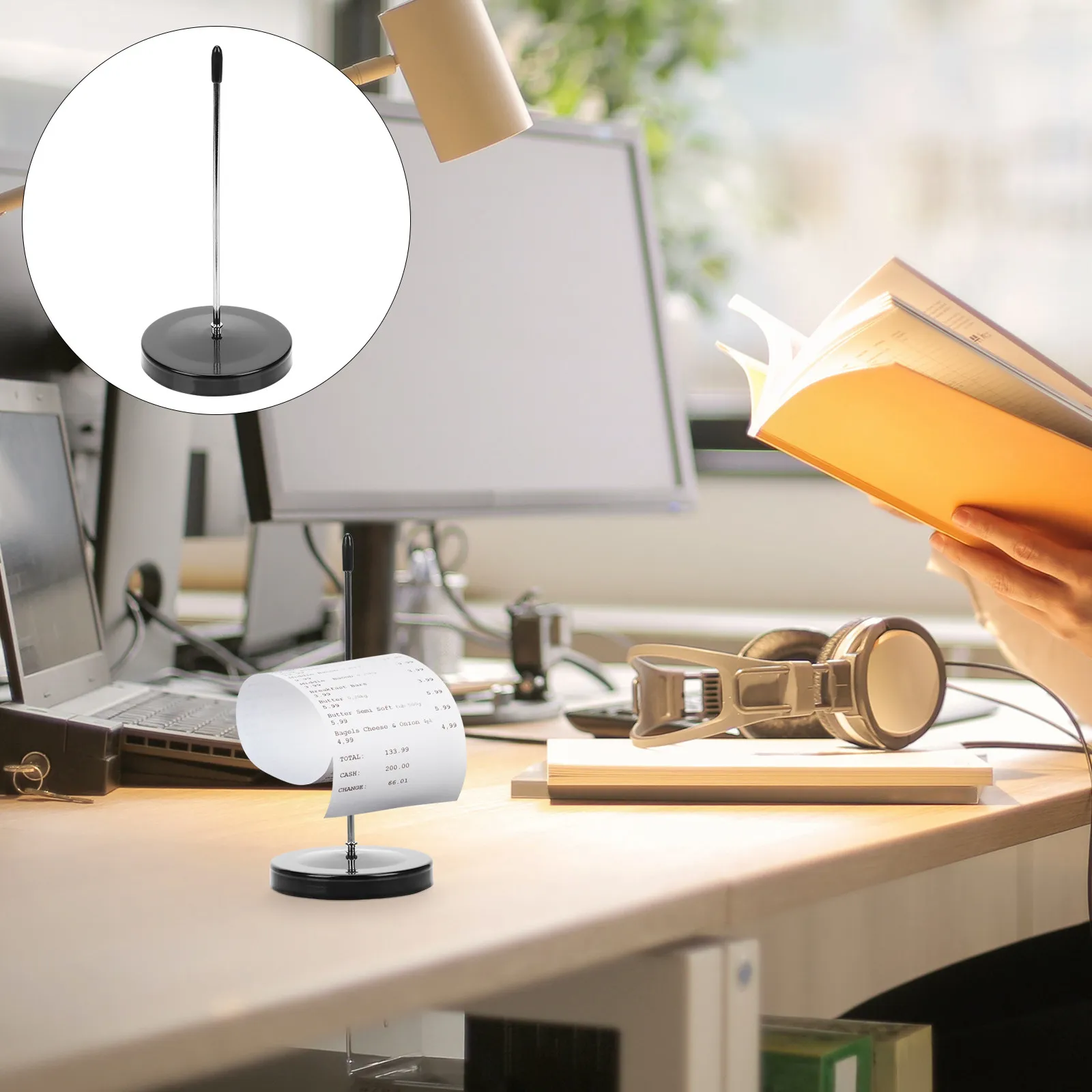 4Pcs Office Receipt Holder Metal Spike Straight Rod Paper Organizer Memo Holder Desk Storage Organizer Rod Spike Stick
