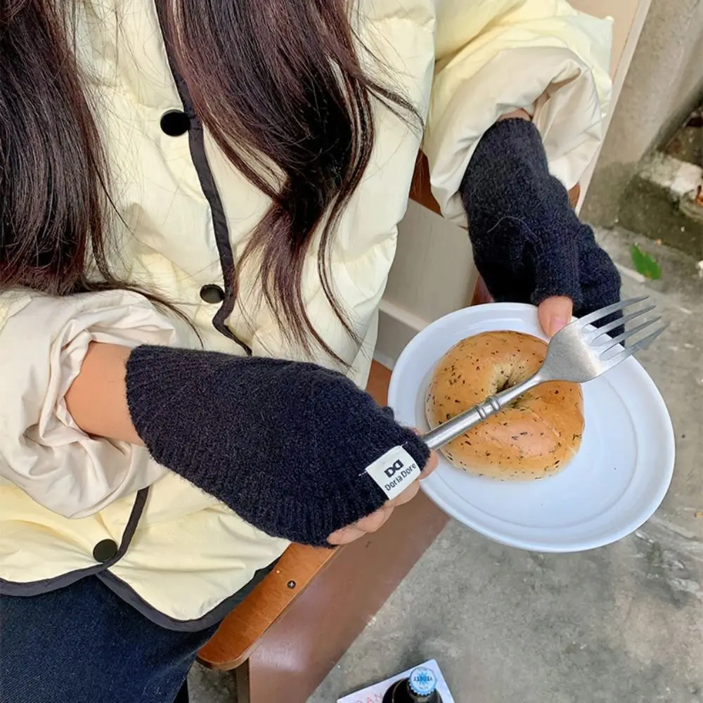 

Модные теплые полуперчатки с сенсорным экраном, утолщенные, корейские, вязаные, в форме ракушки, короткие, креативные, зимние, для активного отдыха