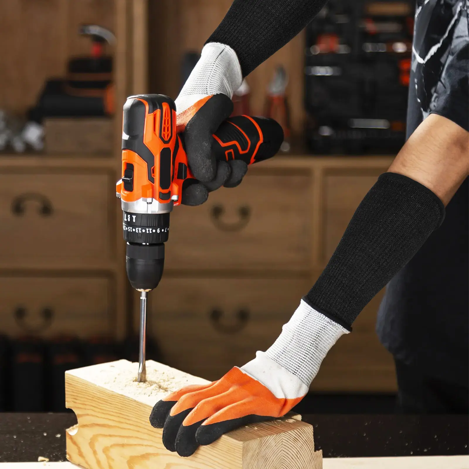 

2Pairs Cut Resistant Forearm Protectors Stretchable Arm Sleeves Safety Guards for Gardening Construction Moving Tasks