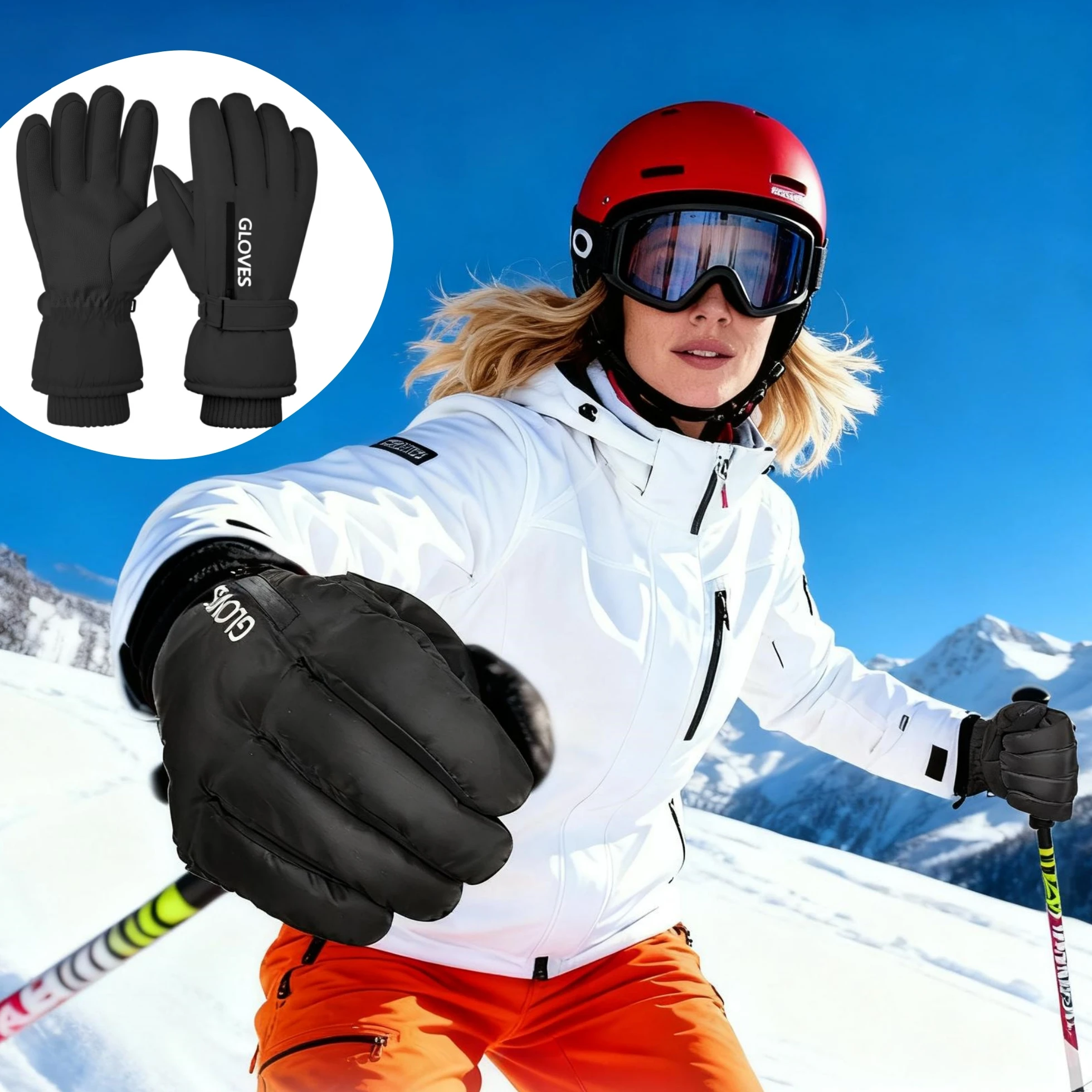 

Winter warm gloves, anti-slip and water-resistant women's skiing gloves, touchscreen, outdoor, snow, cycling