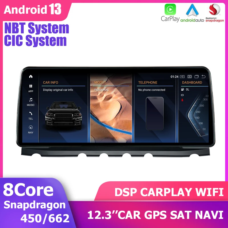 

12.3''Car GPS Stereo Carplay Radio Navigation player Android 13 For BMW 7 Series F01 F02 NBT CIC 2009-2015 1920*720