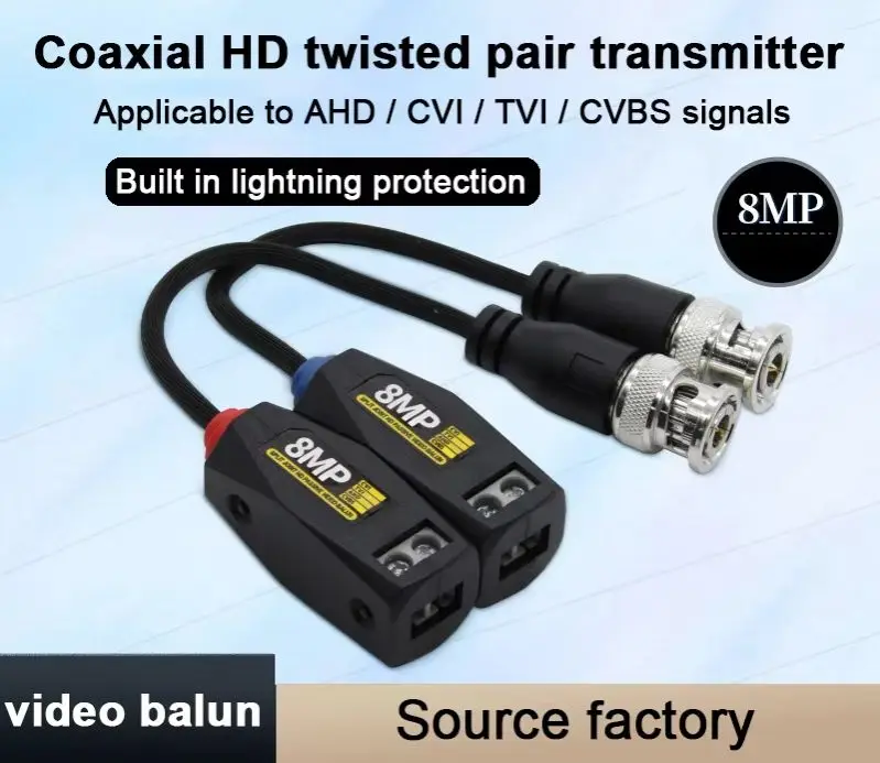 HOT 1Pair Assembled Type HD AHD CVI TVI Video Balun UTP 1080p 5MP 8MP 4K BNC to RJ45 Converter to CCTV Camera