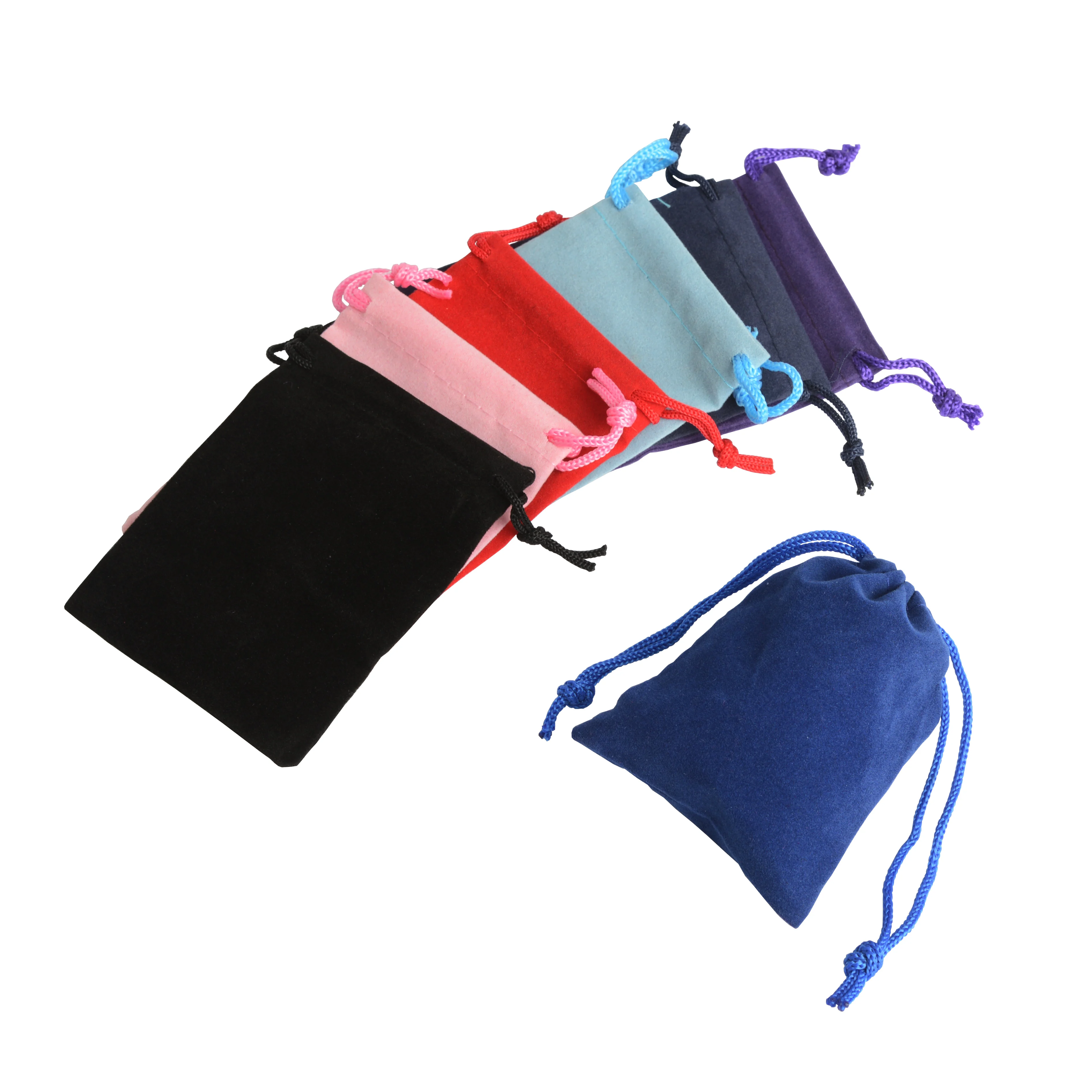 Velvet Drawstring Bag, Multi-color Packing Sachet for Jewelry, Candy Storage Display, Festival Gift Packing Pouch, 100PCs, 5*7cm