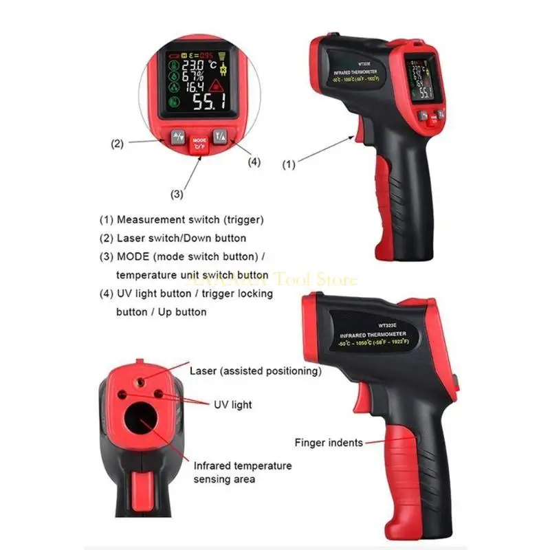 A2BE Ультракрасные лучи Термометры Цифровые температурные пистолеты Датчик подходит для приготовления барбекю и промышленного