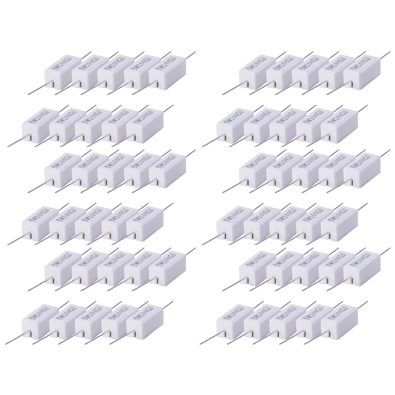 100X 巻線セメント抵抗器 100 オーム 5W ワット 5%-Y41A