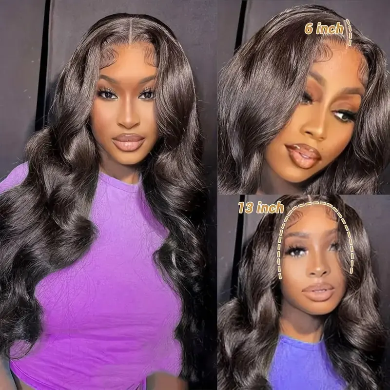 Rosabeauty 32Inches HD 13X6 Lace Frontal Human Hair Wigs Body Wave 13X4 Transparent Lace Front Glueless Water Wave 250 Density