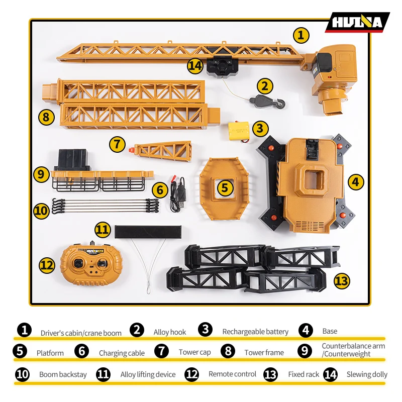 Huina 1585 lega di sollevamento gru a torre camion KIT 2.4G ingegneria camion telecomando auto batteria giocattoli all\'aperto per i ragazzi