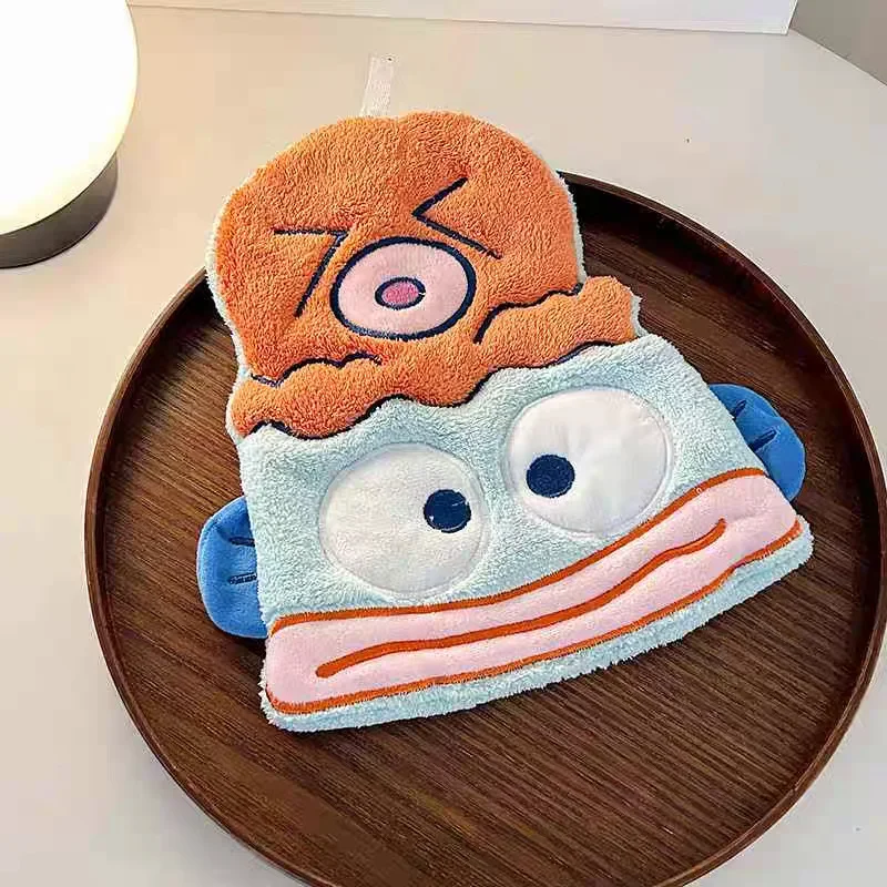 Kawaii New Hangyodon Plush Handkerchief Soft Cartoon Coral Plush Household Kitchen Bathroom Toilet Hanging Absorbent Hand Towel