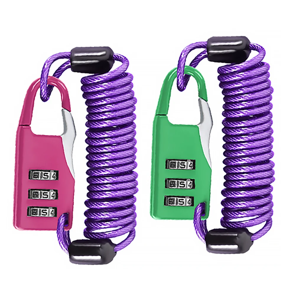 

2pcs 1 Set Portable Steel Cable For Bike Motorcycle Scooter Durable Self-Coiling 1M Long Luggage Combination Lock Bicycle