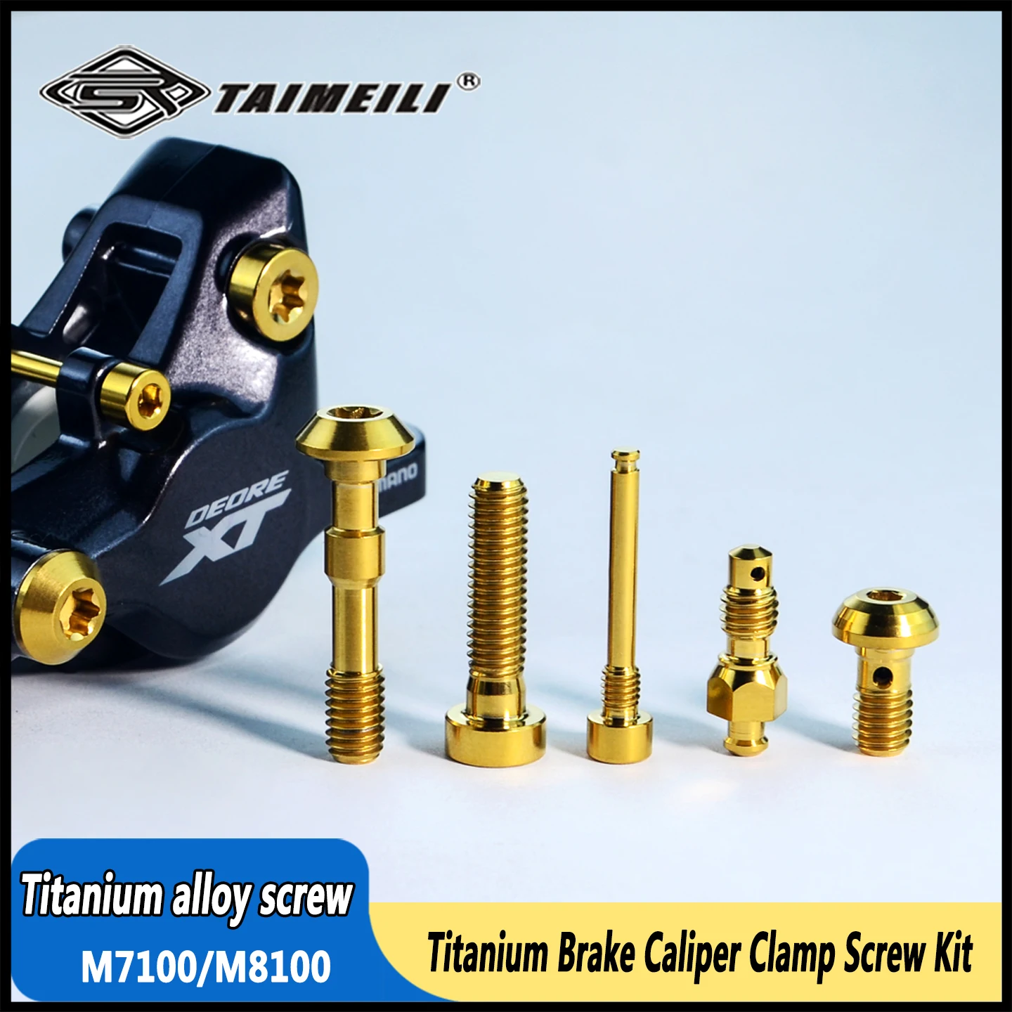 TAIMEILI GR5 TC4 Titanium Brake Caliper Clamp Screw Kit 5Pcs/22Pcs, Compatible with Shimano M7100/M8100