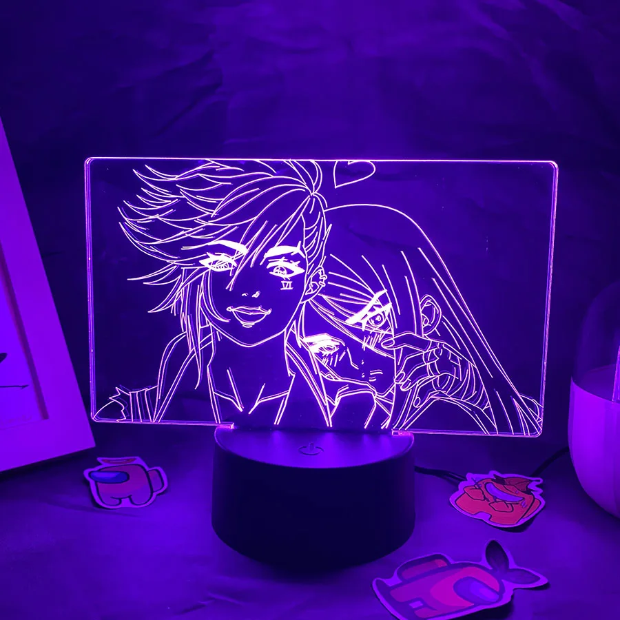 Game League of Legends Vi and Caitlyn 3D LED Night Lights Sitting Room Decor Cool Gift Kid Game Room Decoration  LOL Lava Lamp