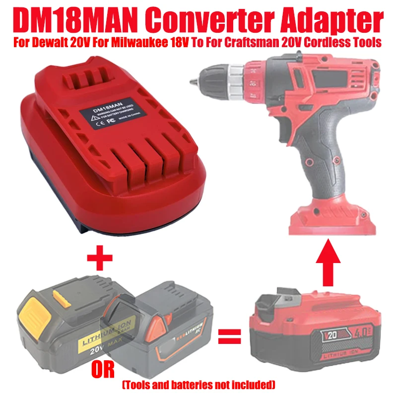 ALASICKA DM18MAN DM18SNAP MT18MAN MT18SNAP Adapter for Dewalt/Milwaukee/Makita Batteries Convert To for Craftsman/Snap-on Tools