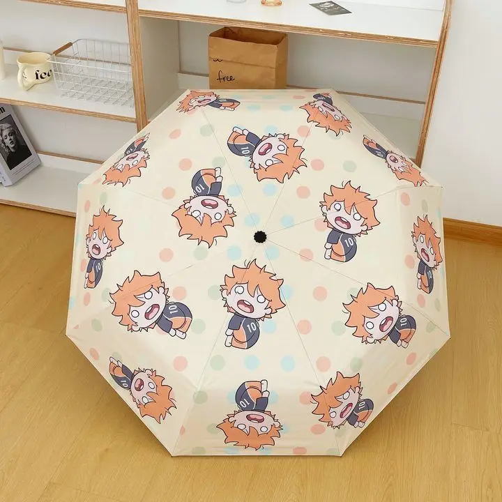 Q version Haikyu!! Sunny Umbrella Hinata Xiangyang Anime Sunscreen Umbrella Vinyl Sunshade Automatic Umbrella for Men and Women