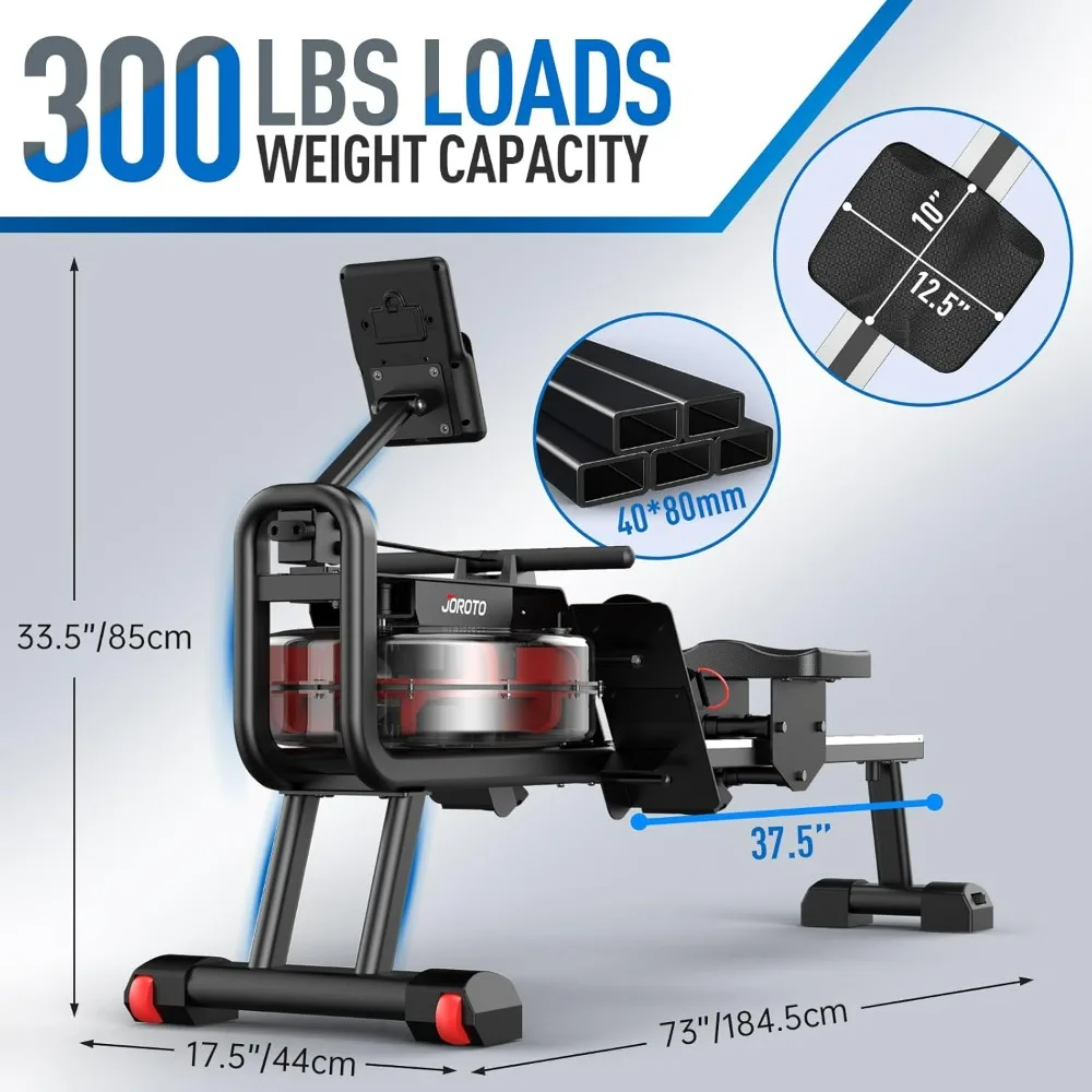 MR23 Water Rowing Machine for Home Use, 300 Lbs MAX Weight Capacity Rower Machine with Bluetooth Function, Ipad Holder