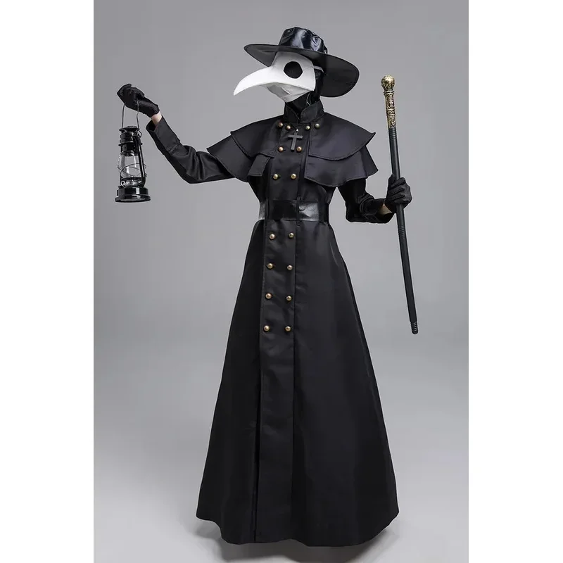 Halloween Medievale Con Cappuccio Veste Peste Dottore Costume Maschera Cappello per Gli Uomini Monaco Cosplay Steampunk Sacerdote Horror Mago Mantello Mantello 5XL
